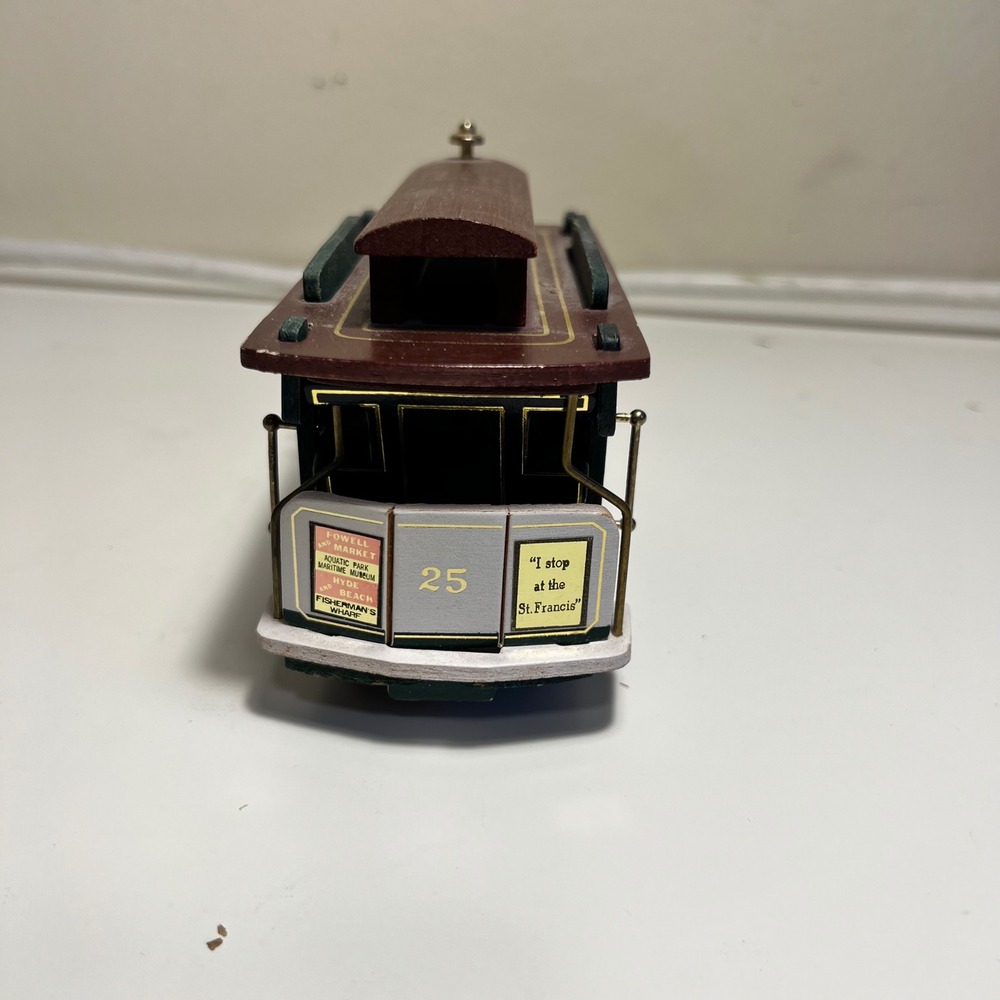 GATCO San Francisco Cable Car Music Box Powell & Hyde Green Brown Wood No. 25 - Picture 4 of 12